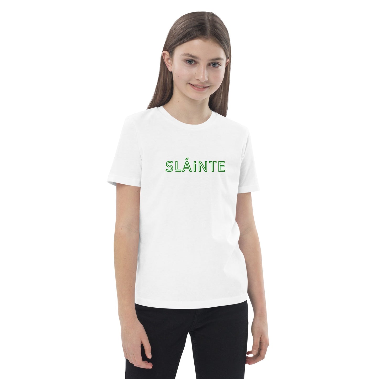SLÁINTE Kid's white/green Organic cotton t-shirt - Bull & Node