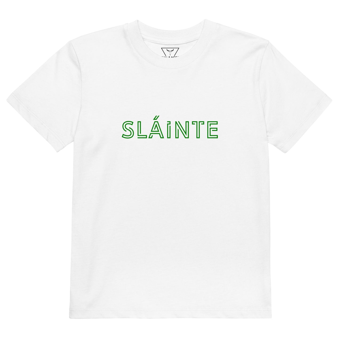SLÁINTE Kid's white/green Organic cotton t-shirt - Bull & Node