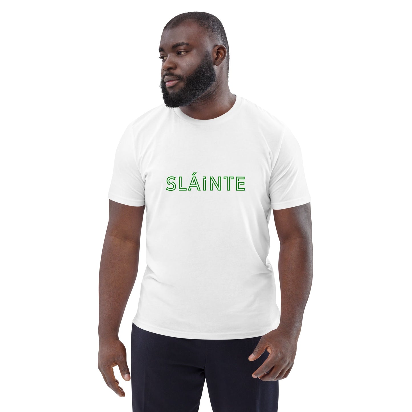 SLÁINTE Men's white/green organic cotton t-shirt - Bull & Node