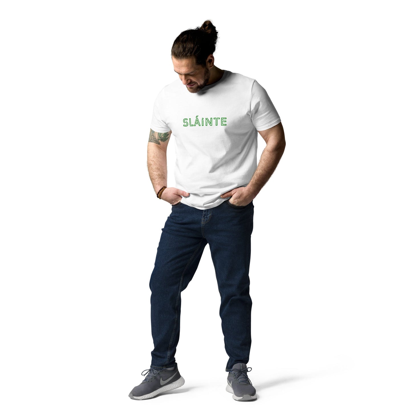 SLÁINTE Men's white/green organic cotton t-shirt - Bull & Node