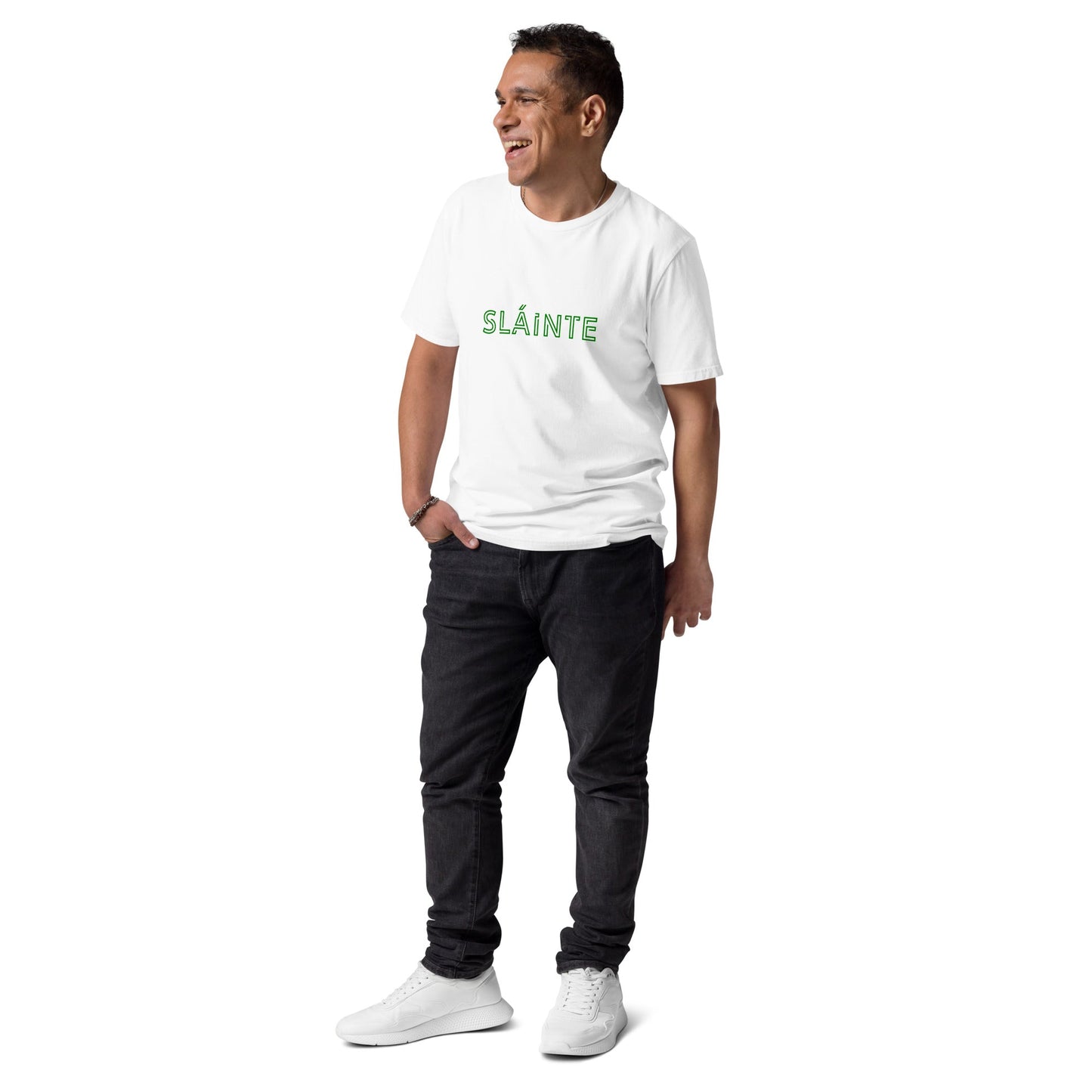 SLÁINTE Men's white/green organic cotton t-shirt - Bull & Node