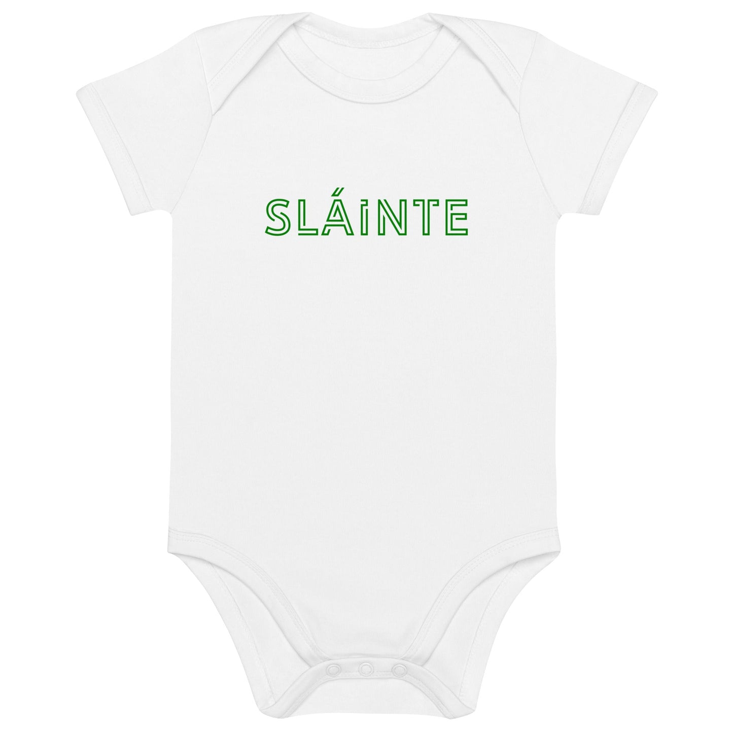 SLÁINTE white/green Organic cotton baby bodysuit - Bull & Node