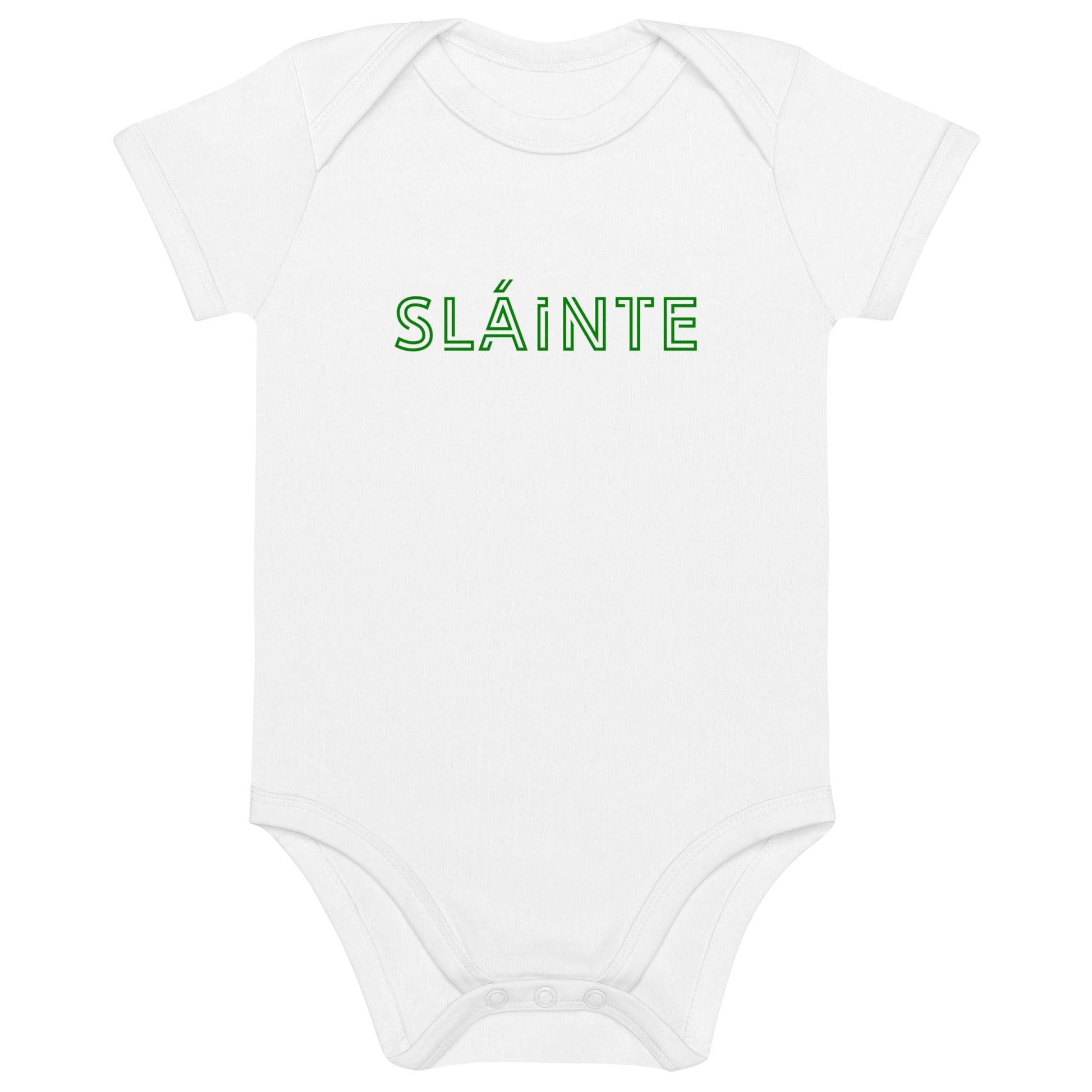 SLÁINTE white/green Organic cotton baby bodysuit - Bull & Node