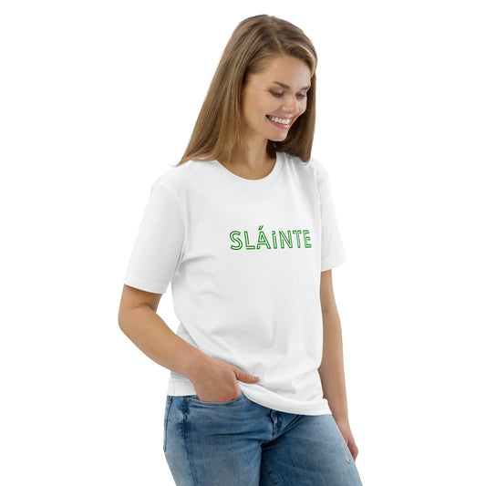 SLÁINTE Women's white/green organic cotton t-shirt - Bull & Node