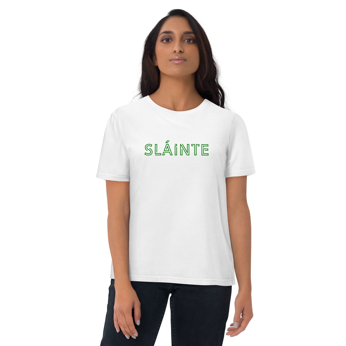 SLÁINTE Women's white/green organic cotton t-shirt - Bull & Node
