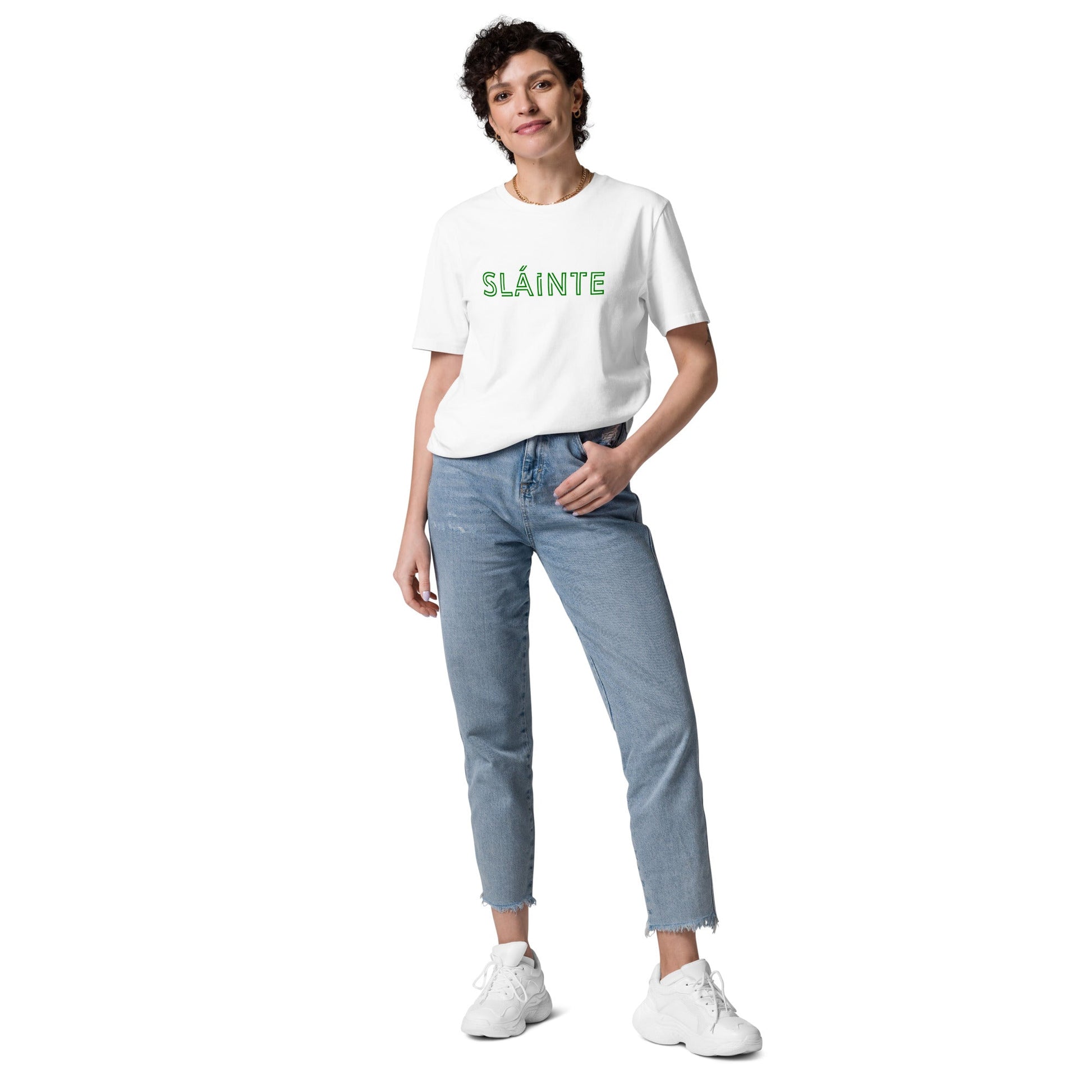 SLÁINTE Women's white/green organic cotton t-shirt - Bull & Node