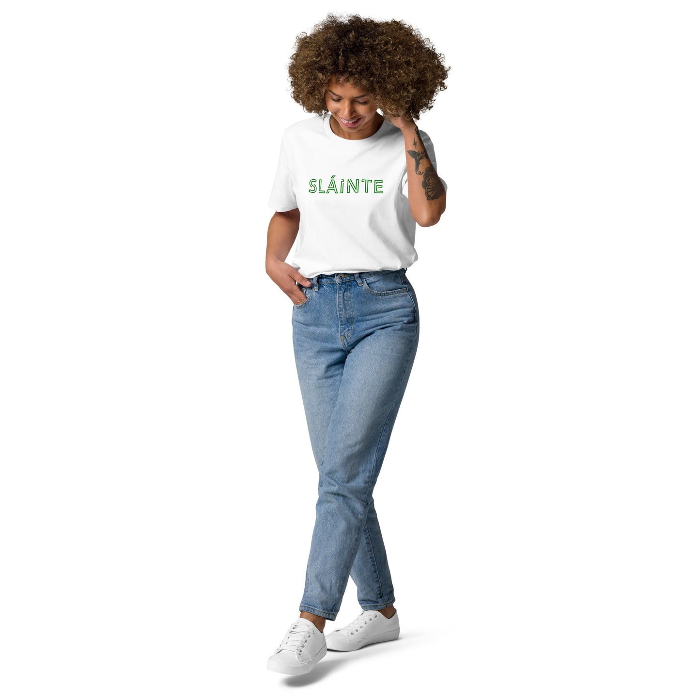 SLÁINTE Women's white/green organic cotton t-shirt - Bull & Node
