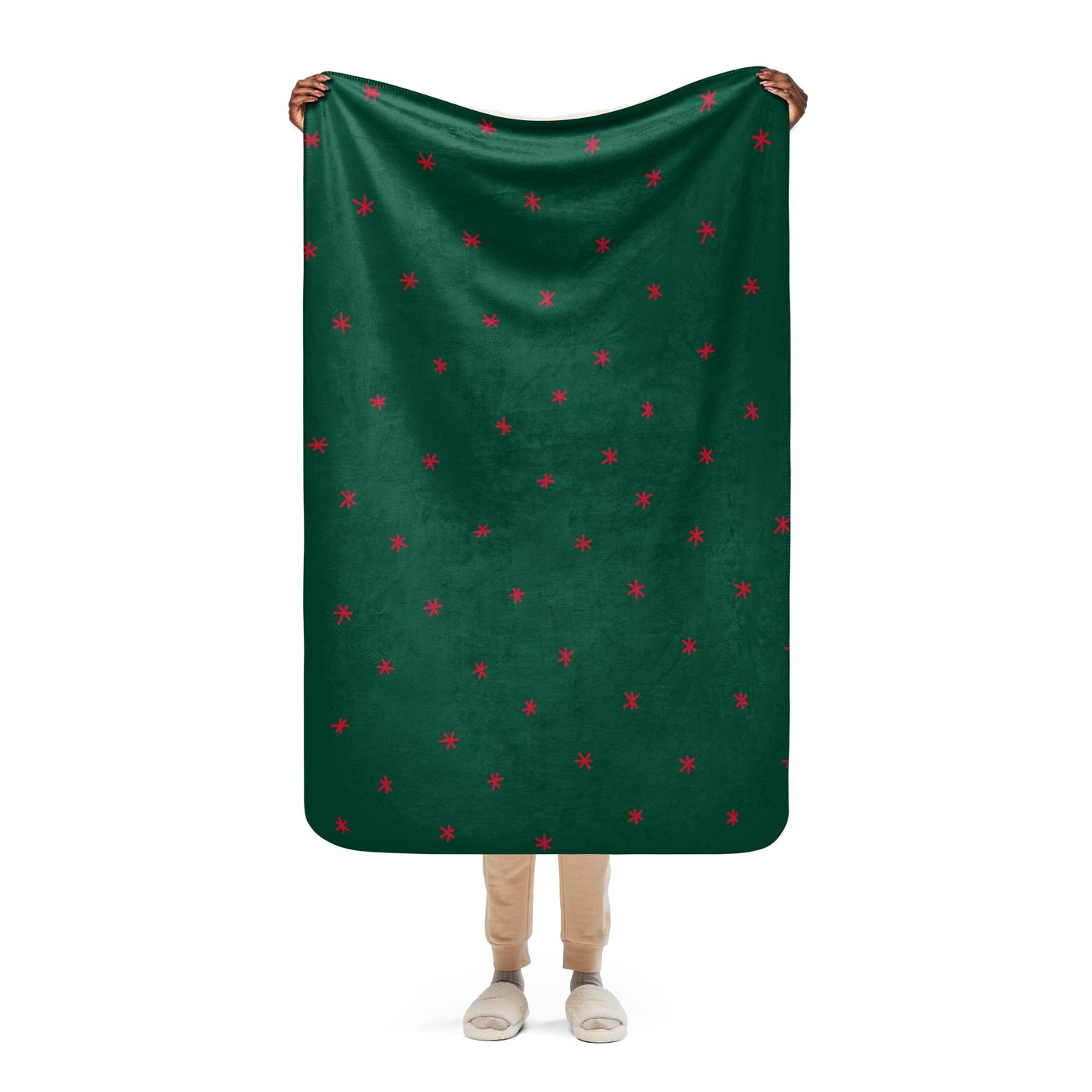 Snowflakes red/green 37"x57" Sherpa blanket - Bull & Node