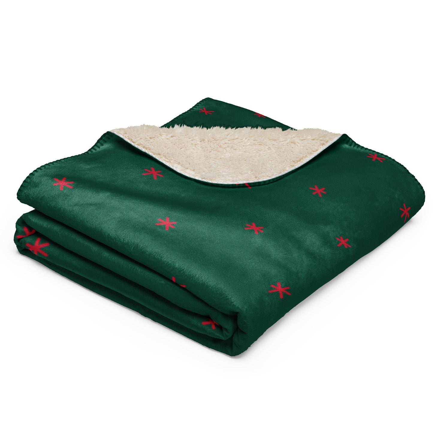 Snowflakes red/green 50"x60" Sherpa blanket - Bull & Node