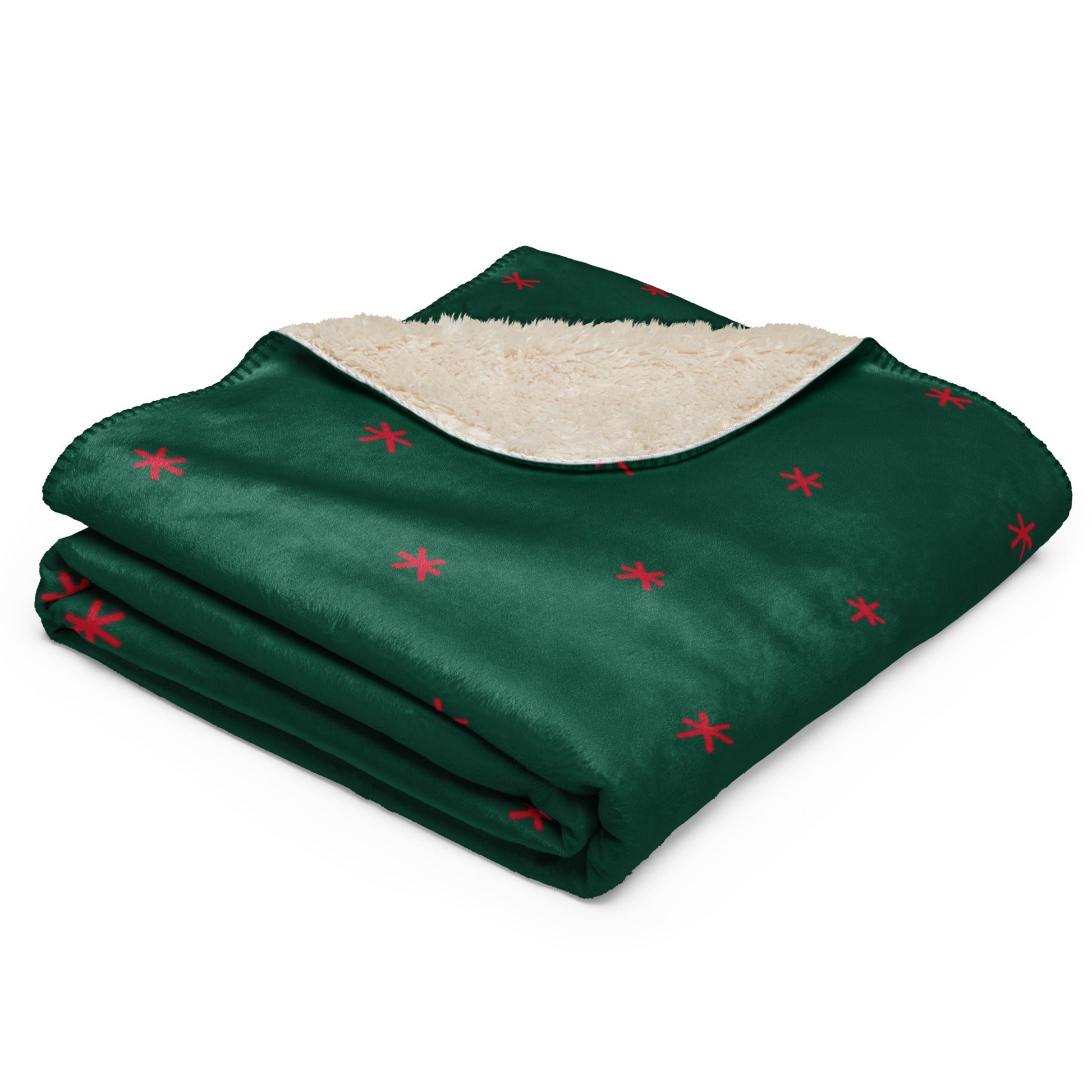 Snowflakes red/green 50"x60" Sherpa blanket - Bull & Node