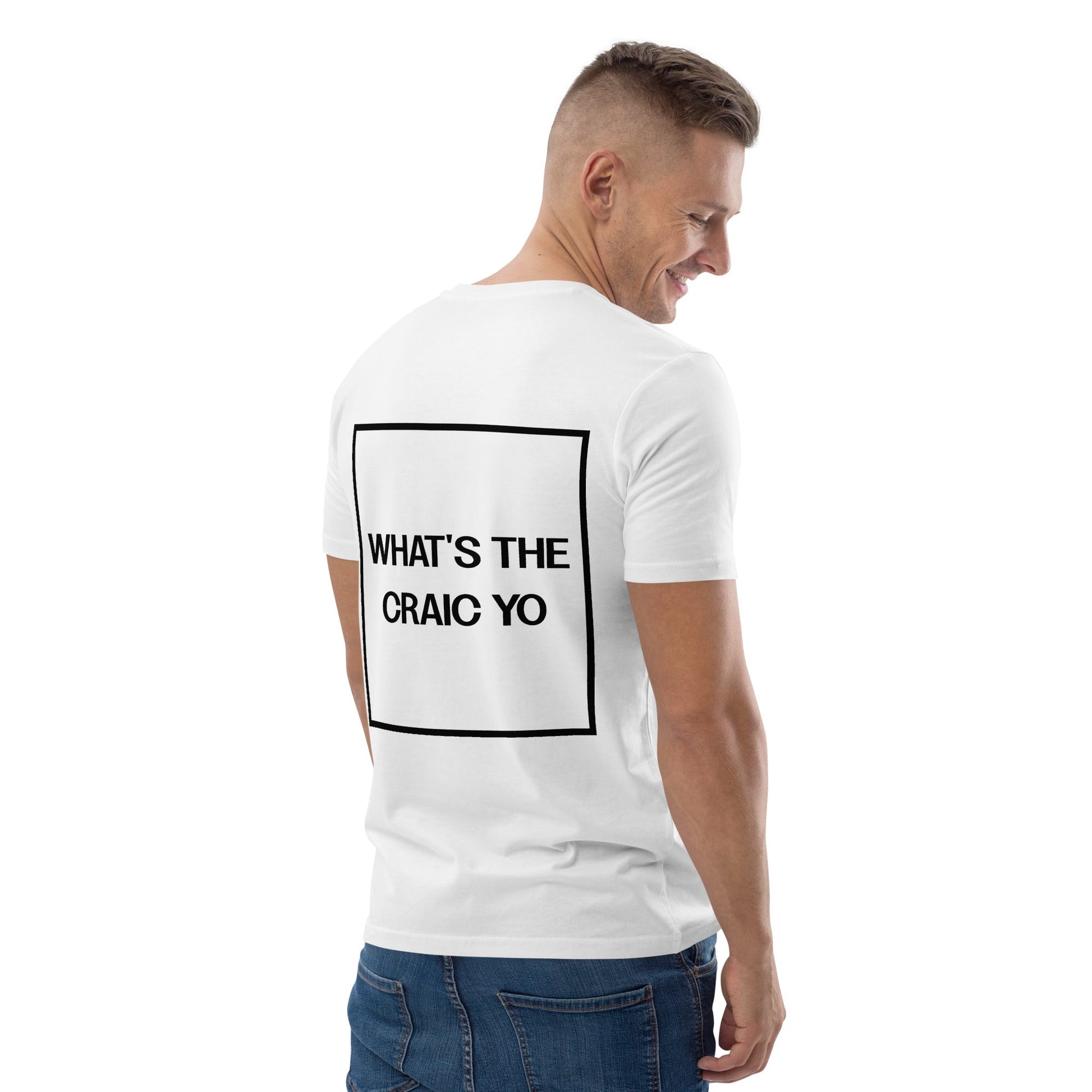 THE CRAIC (back) Unisex white organic cotton t-shirt - Bull & Node
