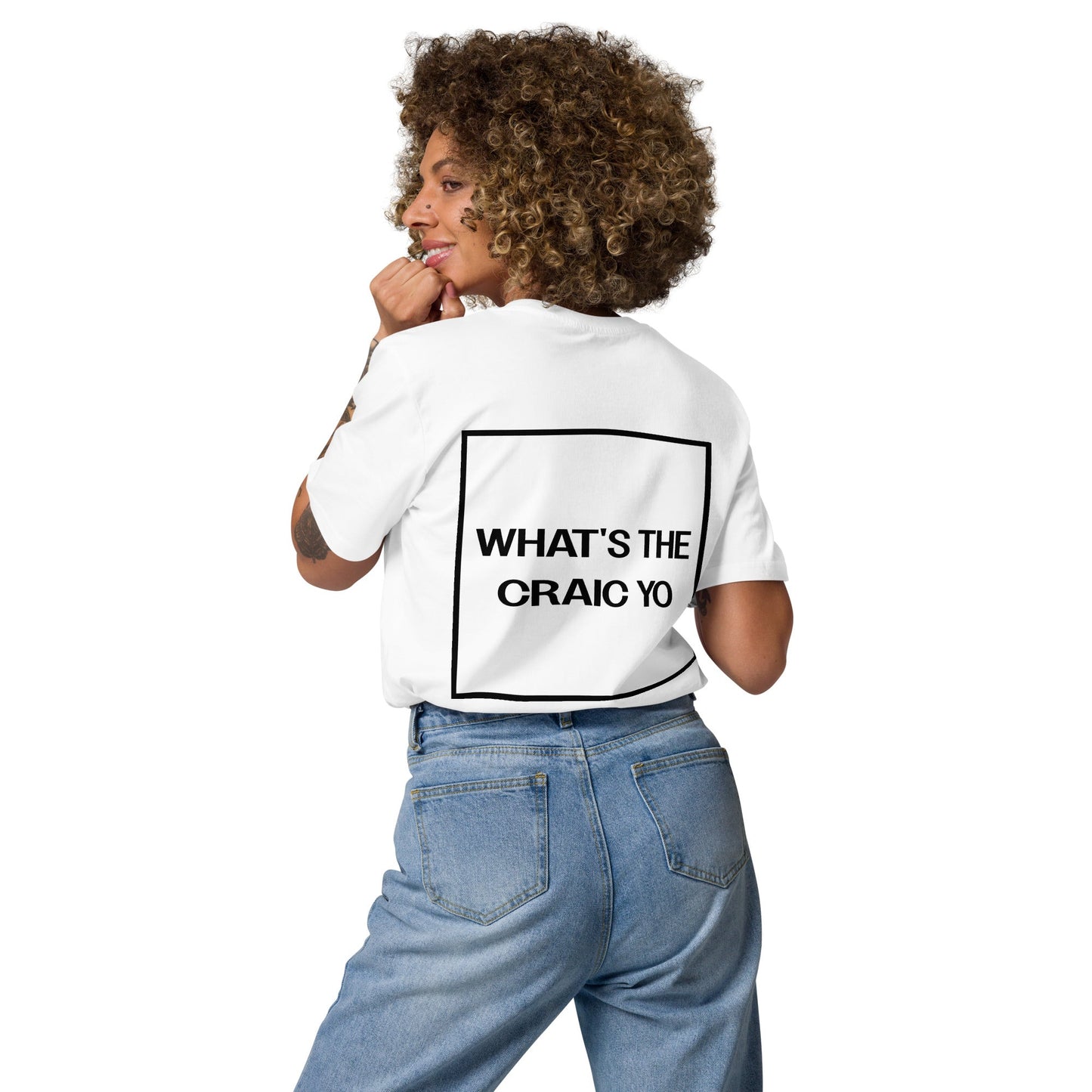 THE CRAIC (back) Unisex white organic cotton t-shirt - Bull & Node