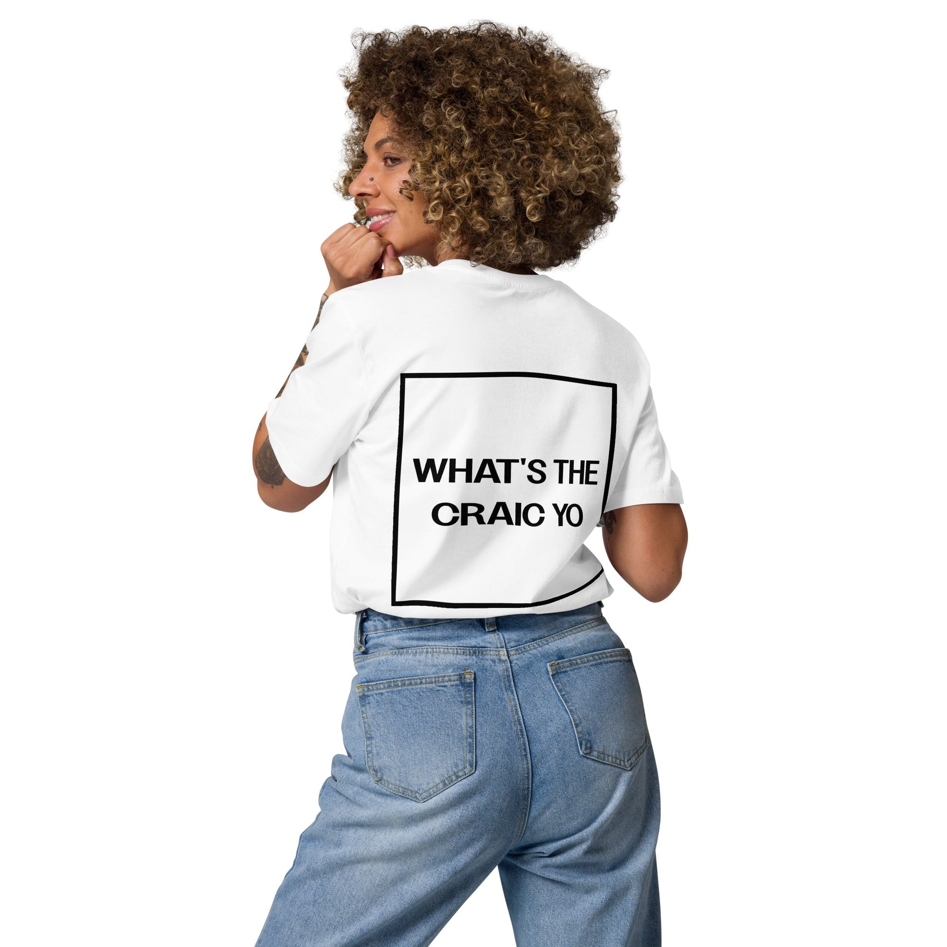 THE CRAIC (back) Unisex white organic cotton t-shirt - Bull & Node