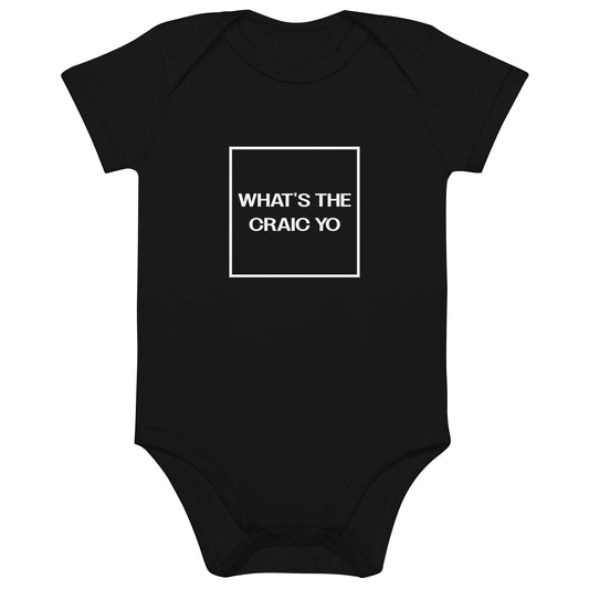 THE CRAIC black Organic cotton baby bodysuit - Bull & Node