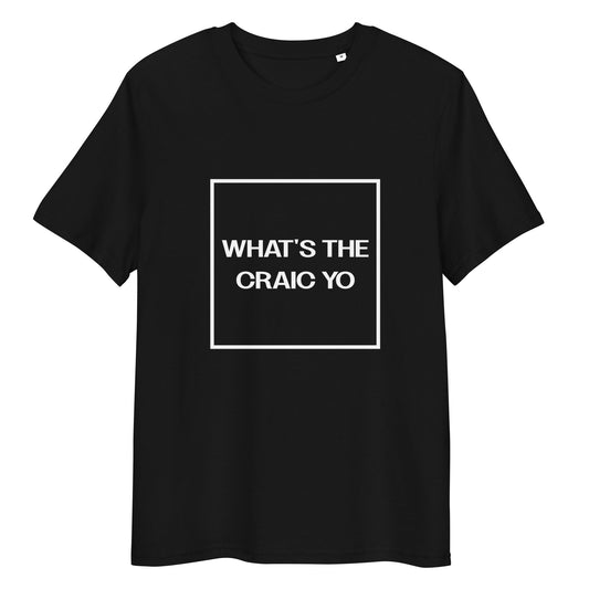 THE CRAIC (front) Unisex black organic cotton t-shirt - Bull & Node