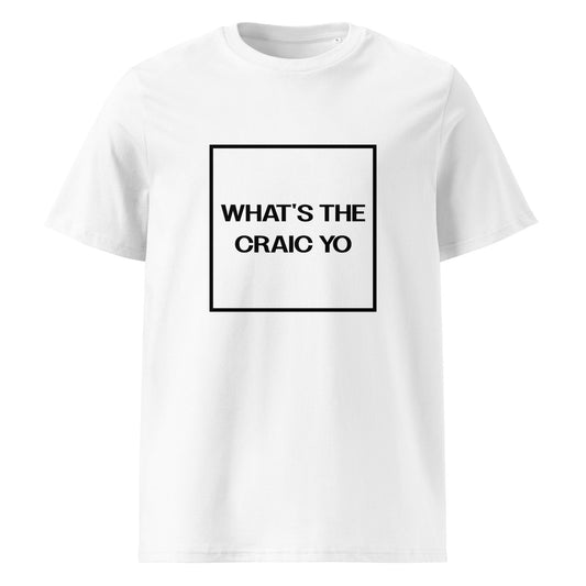 THE CRAIC (front) Unisex white organic cotton t-shirt - Bull & Node