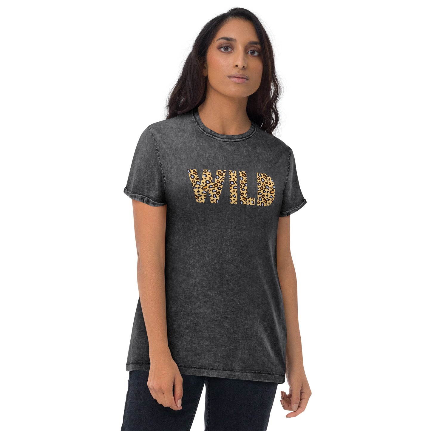 WILD Women's black denim T-Shirt - Bull & Node