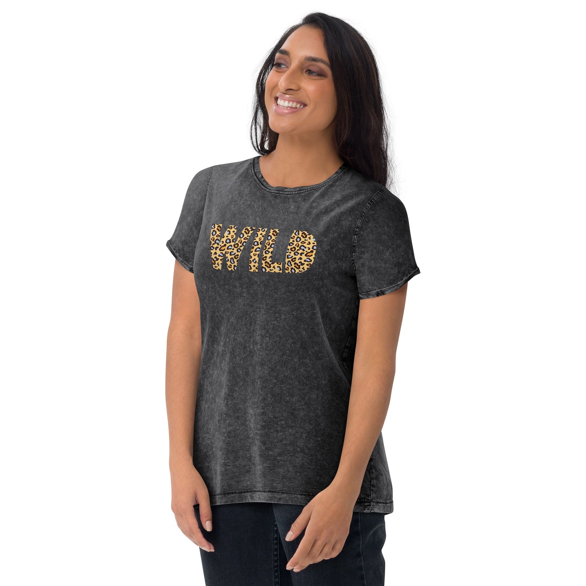 WILD Women's black denim T-Shirt - Bull & Node