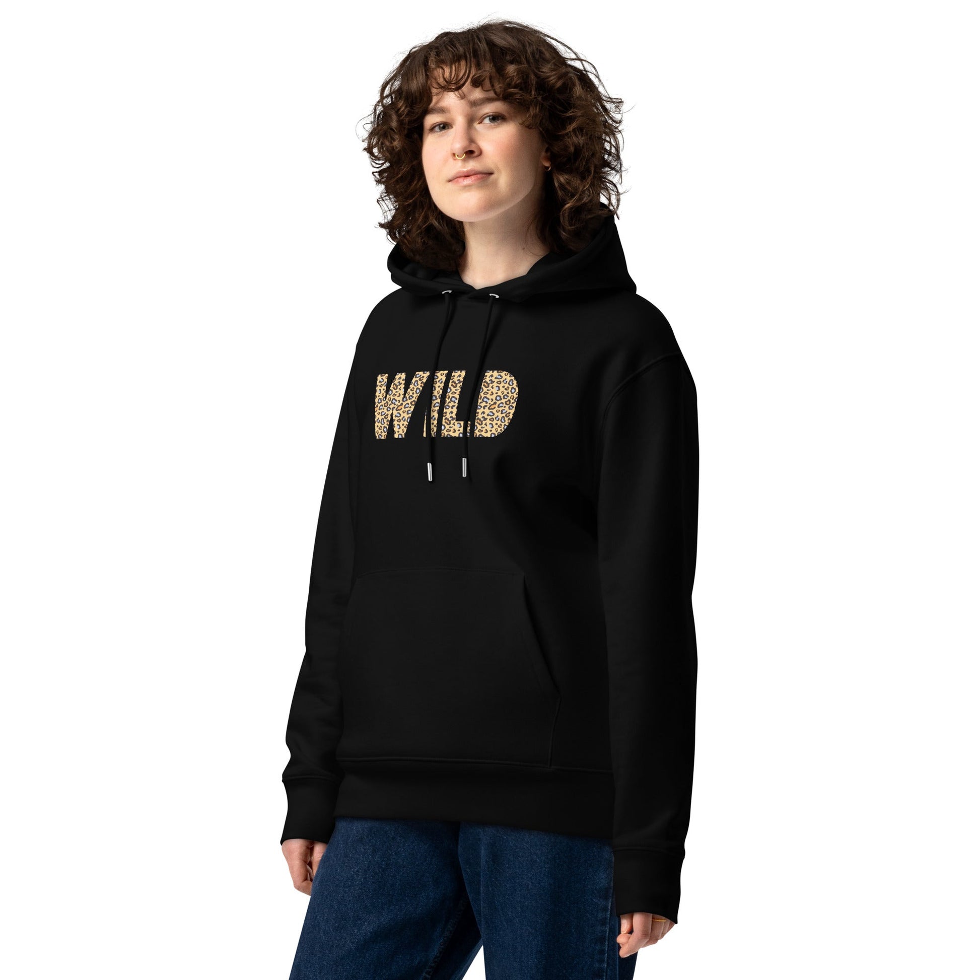 WILD Women's black essential eco hoodie - Bull & Node