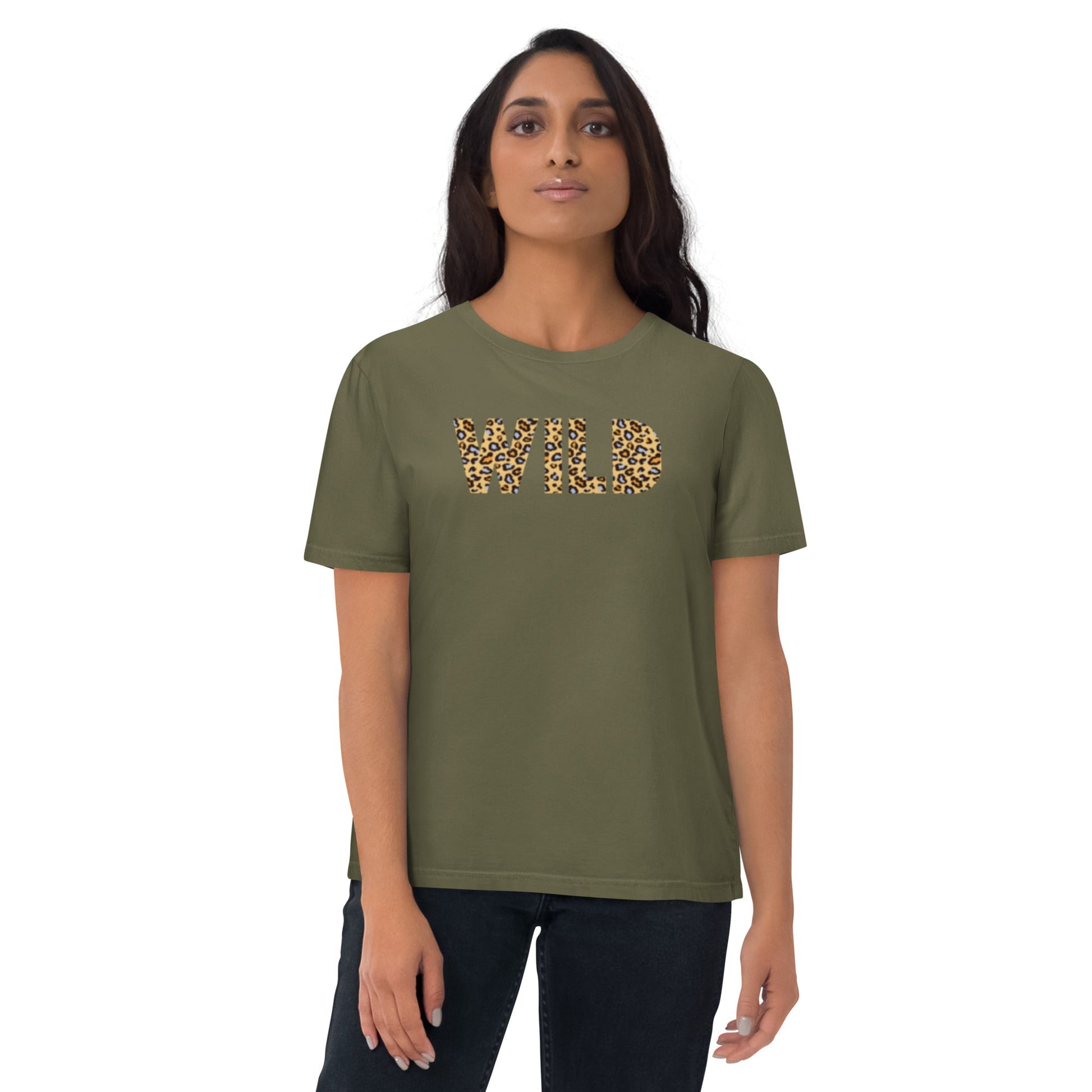 WILD Women's khaki organic cotton t-shirt - Bull & Node