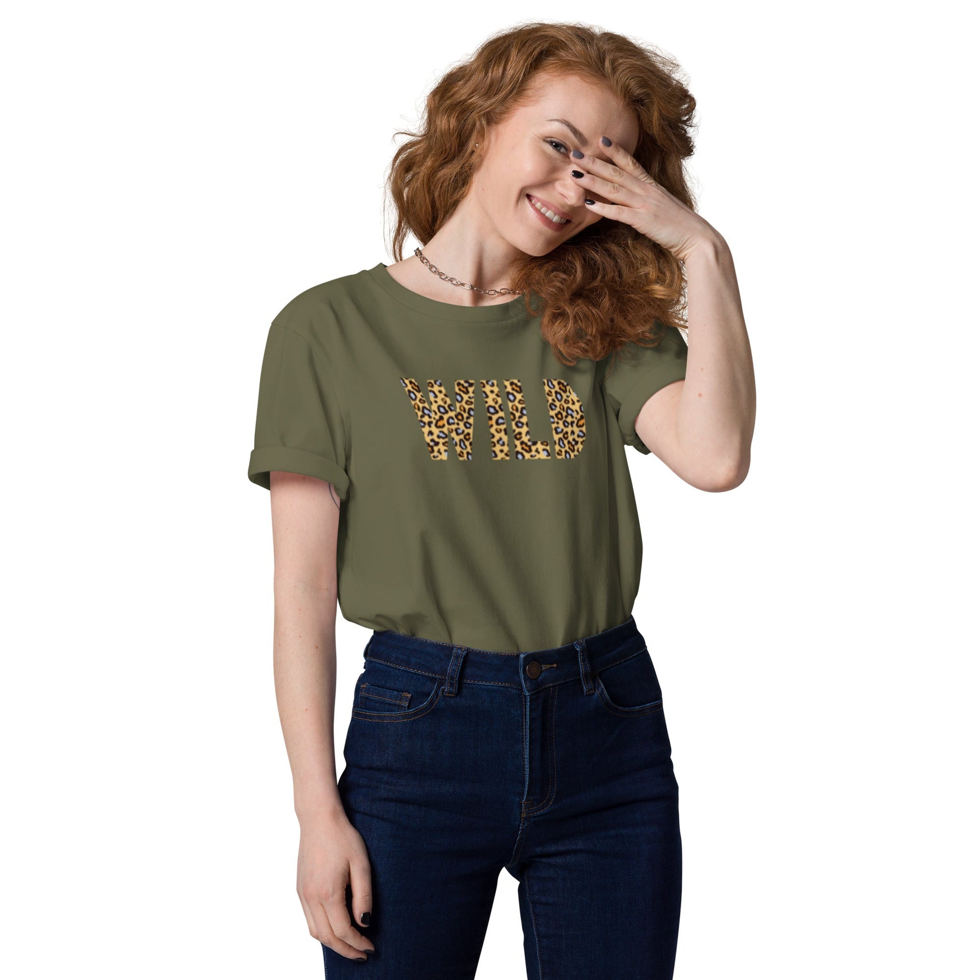 WILD Women's khaki organic cotton t-shirt - Bull & Node