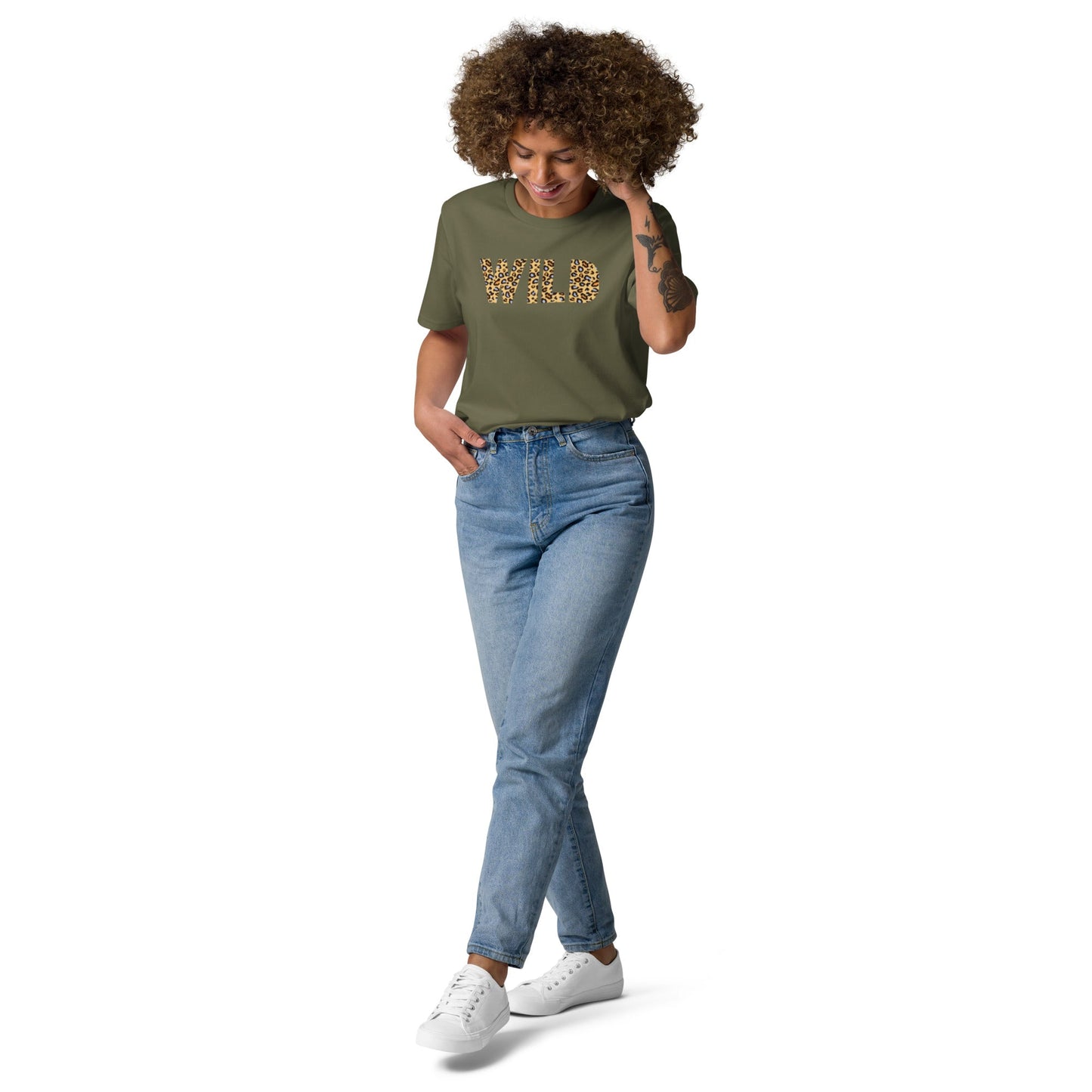 WILD Women's khaki organic cotton t-shirt - Bull & Node