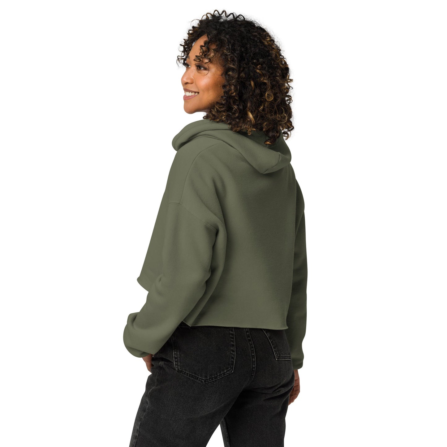 WILD Women's military green Crop Hoodie - Bull & Node