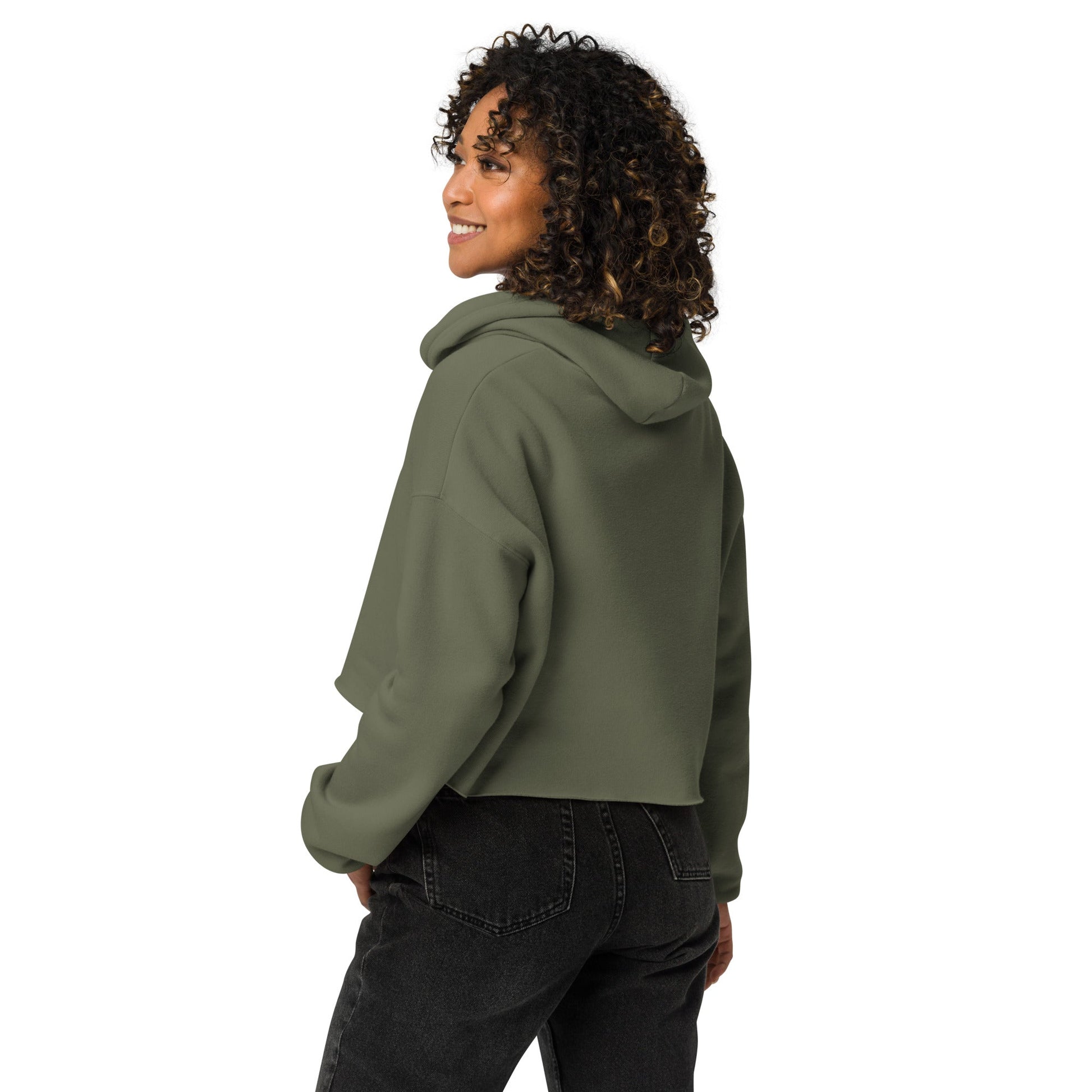 WILD Women's military green Crop Hoodie - Bull & Node