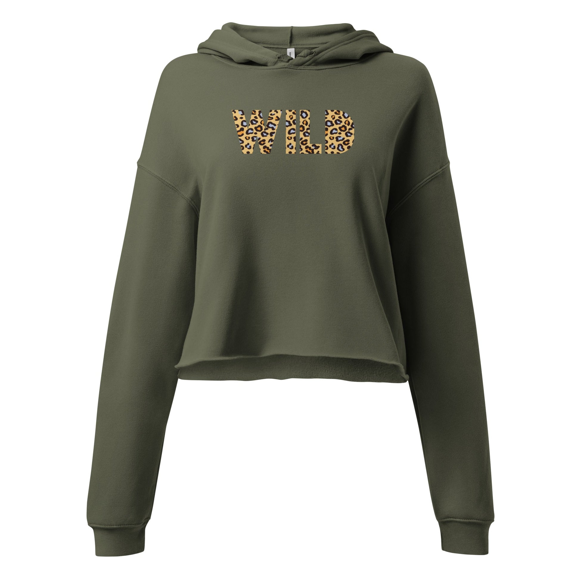 WILD Women's military green Crop Hoodie - Bull & Node